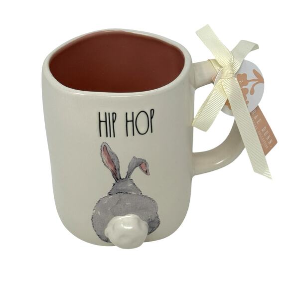 Rae Dunn Other - Rae Dunn Easter 2025 Hip Hop Bunny Tail White Pink Ceramic Mug Farmhouse Rustic